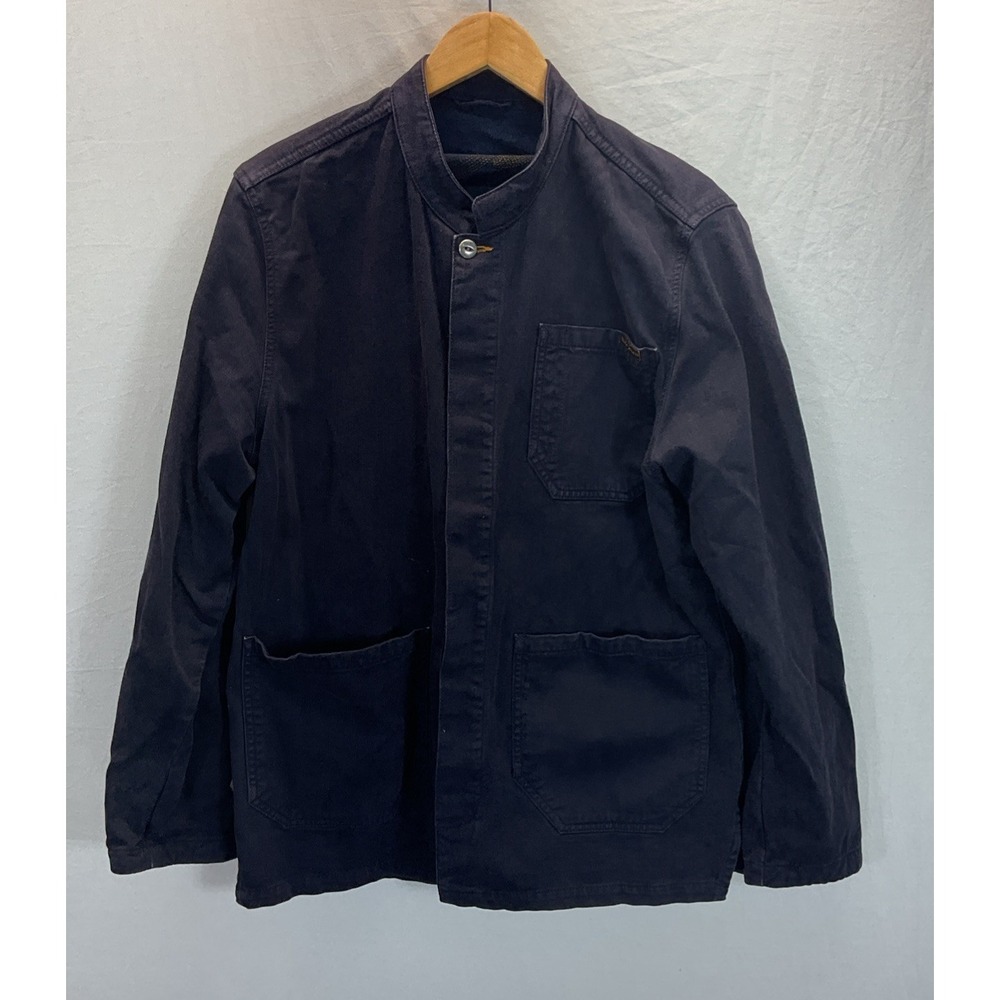 NUDIE Jeans Co. Navy Blue Denim Button-Up Italian Heavy Cotton Shirt Jacket L